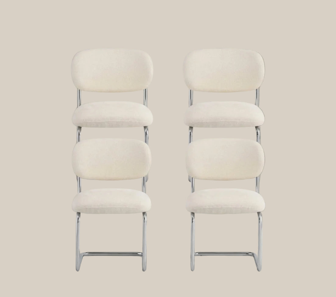 Elmore — Chaise en tissu Marbella beige, piètement chromé — vue 5