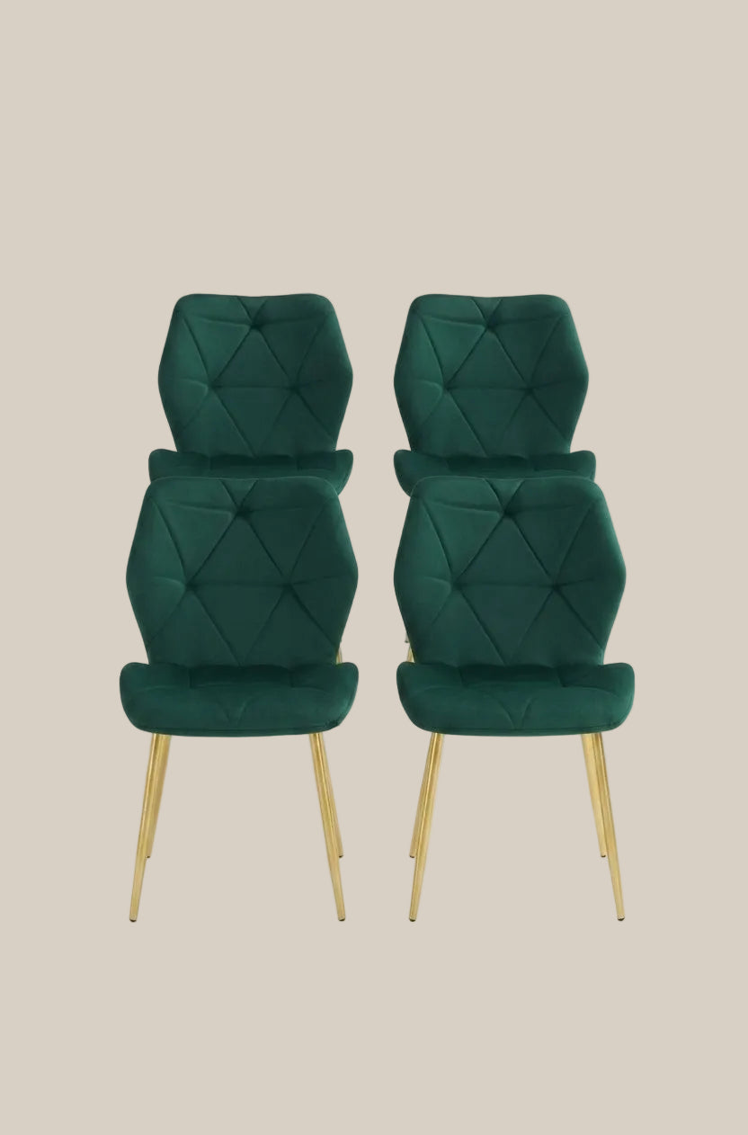 Granby — Chaise en velours vert sapin, piètement doré — vue 4