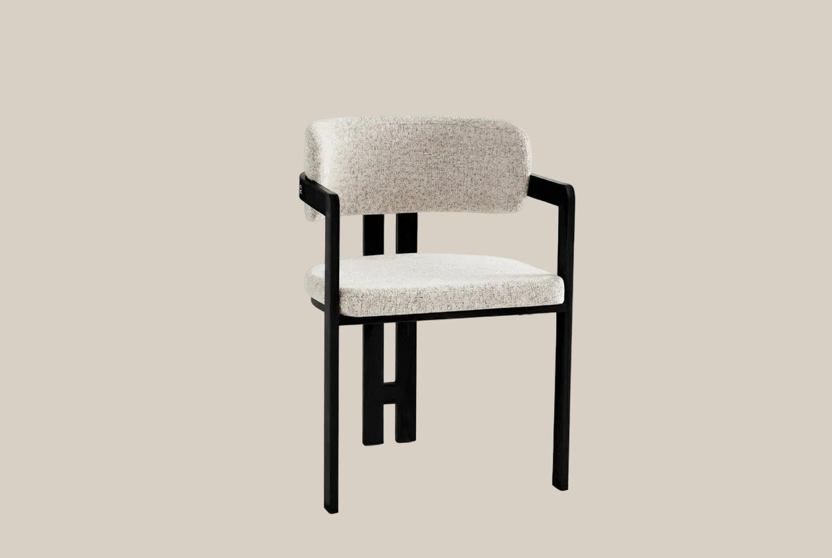 Preston — Chaise en tweed cappuccino, piètement métal noir — vue 2