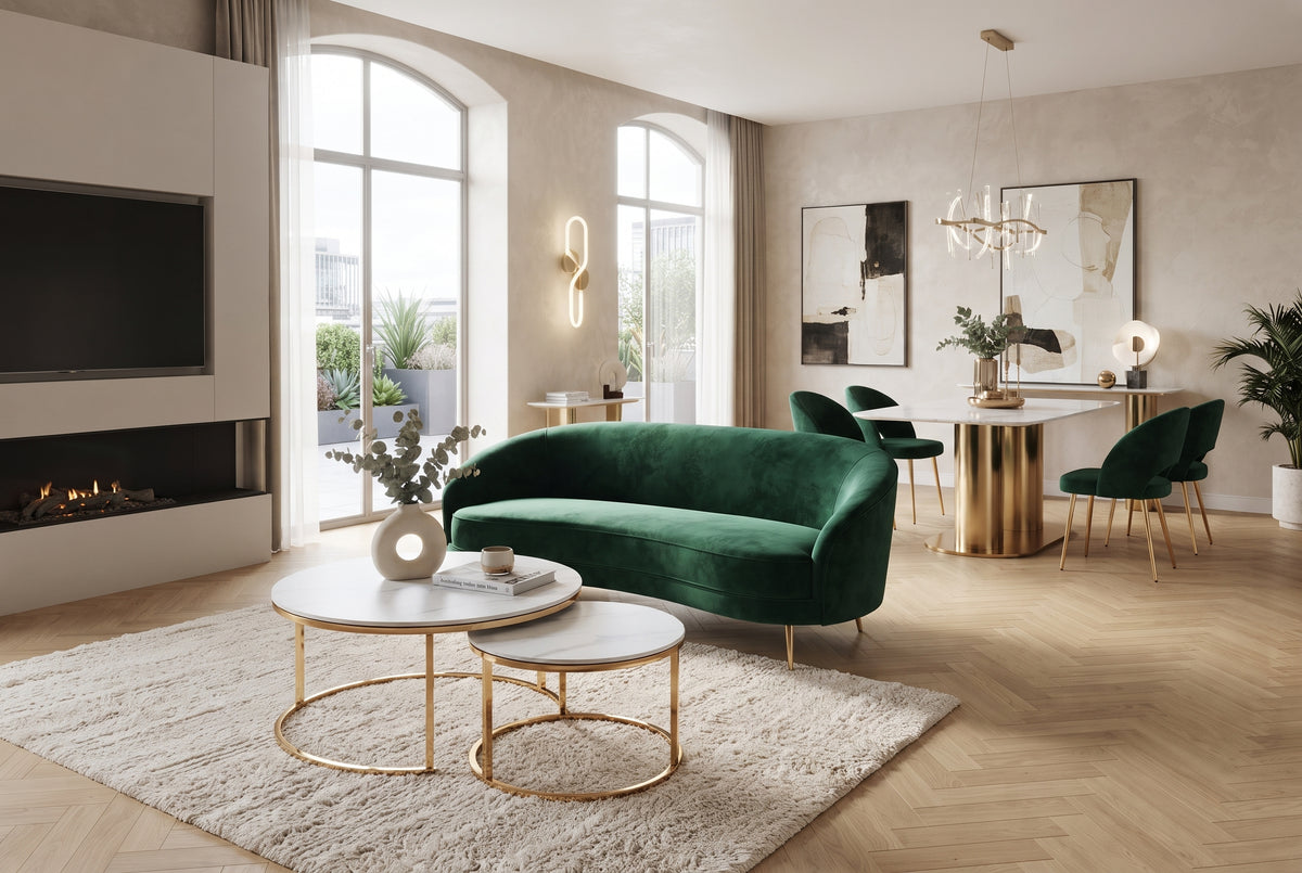 Halden — Table basse gigogne en céramique et doré — vue 2