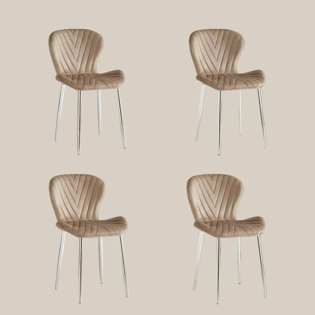Everly — Chaise en velours taupe, piètement chromé — vue 4