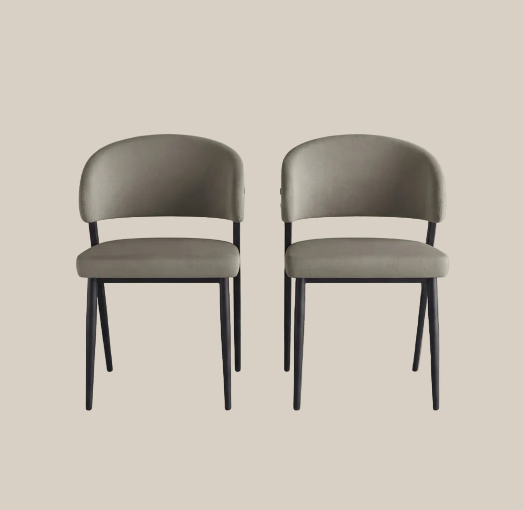 Ashford — Chaise en velours taupe, piètement métal noir — vue 4