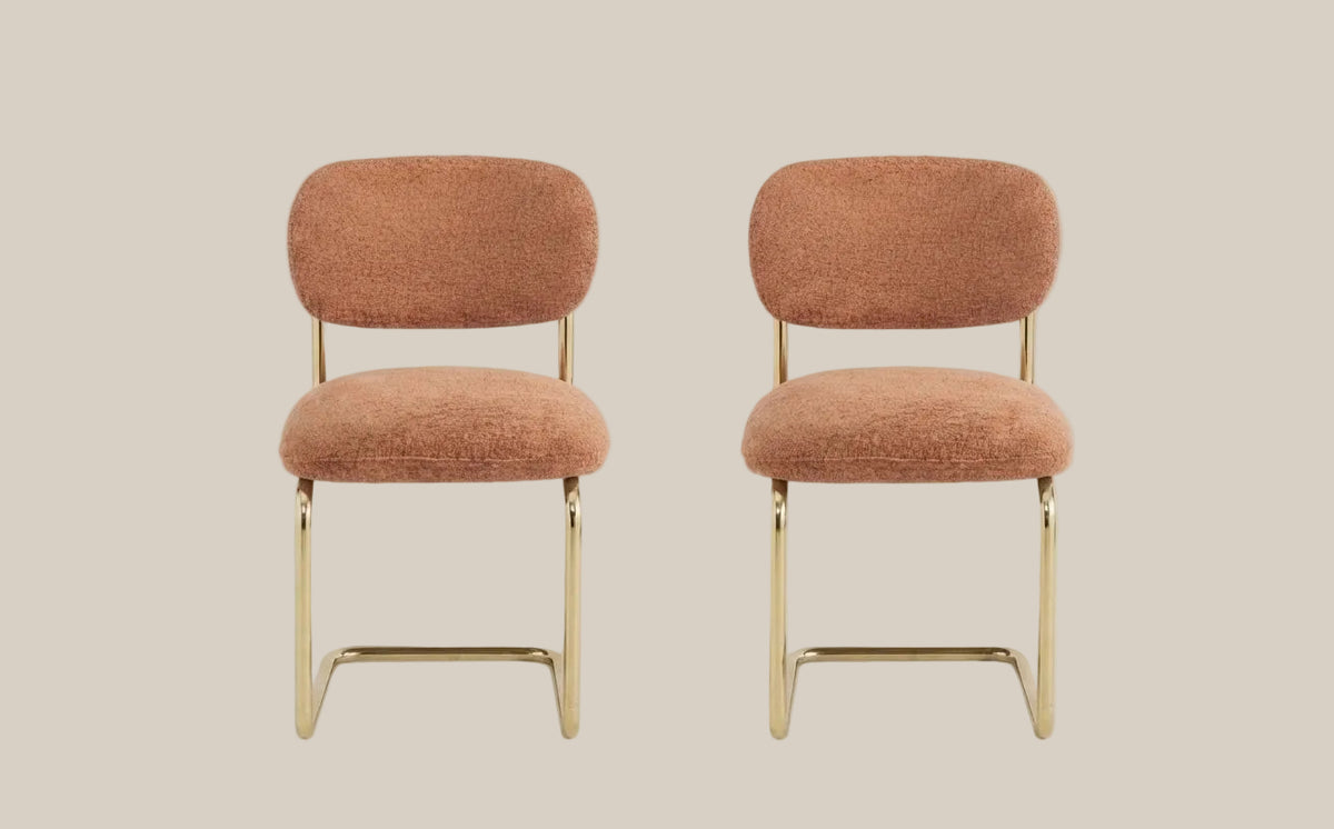 Elmore — Chaise en tissu Marbella terracotta, piètement doré — vue 4