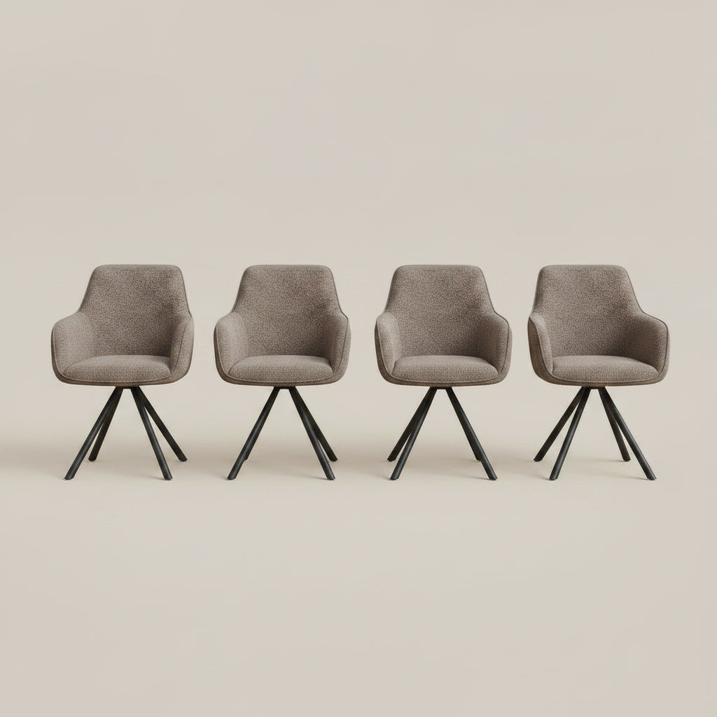 Aldwick — Chaise avec accoudoirs en tissu taupe, piètement métal noir — vue 4