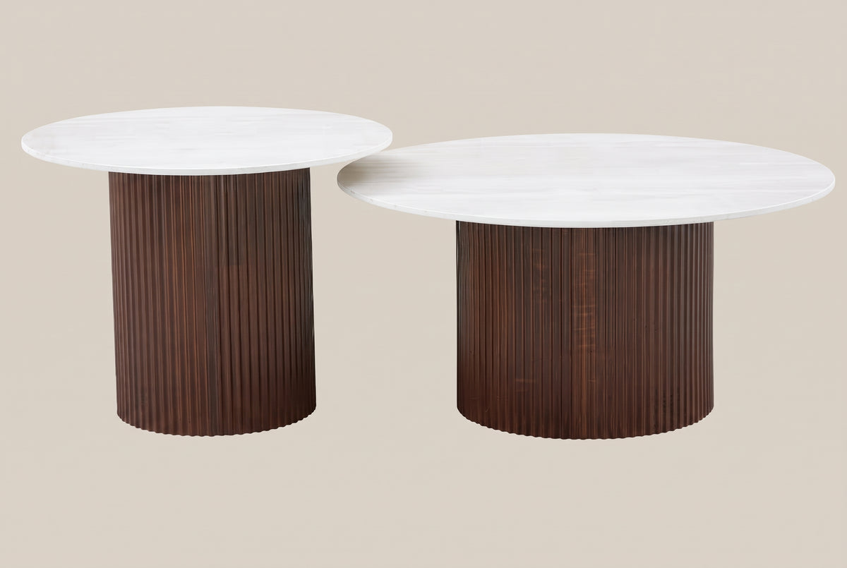 Kingswell — Table basse en céramique effet bois blanc — vue 1