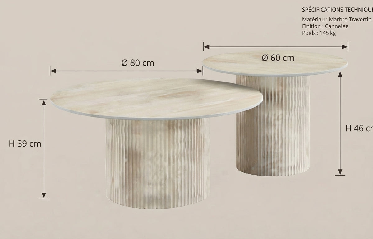 Osgood — Table basse en céramique travertin mat — vue 3