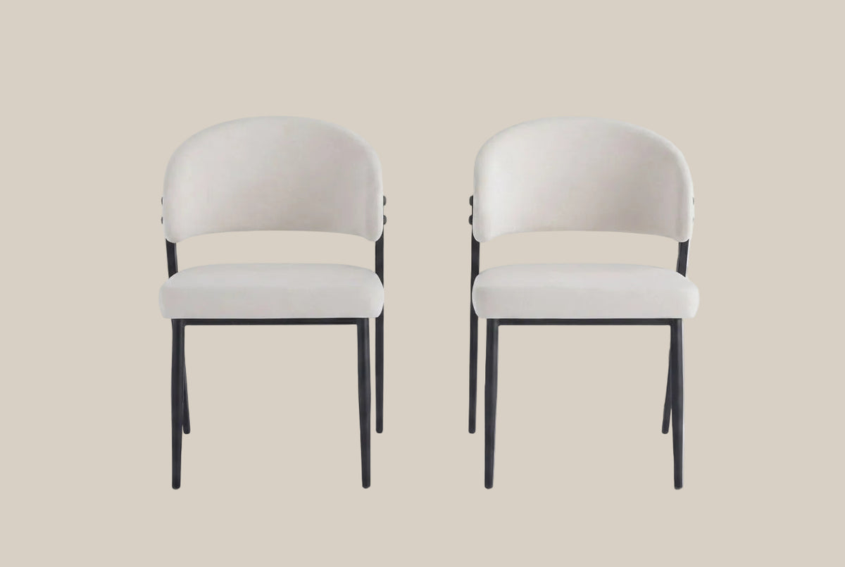 Ashford — Chaise en velours beige, piètement métal noir — vue 4
