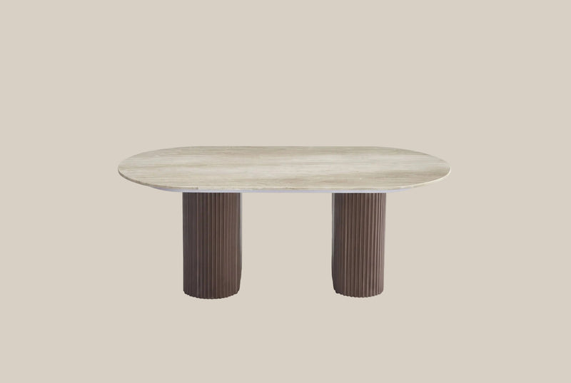 Lonsdale — Table basse en céramique travertin brillant en situation