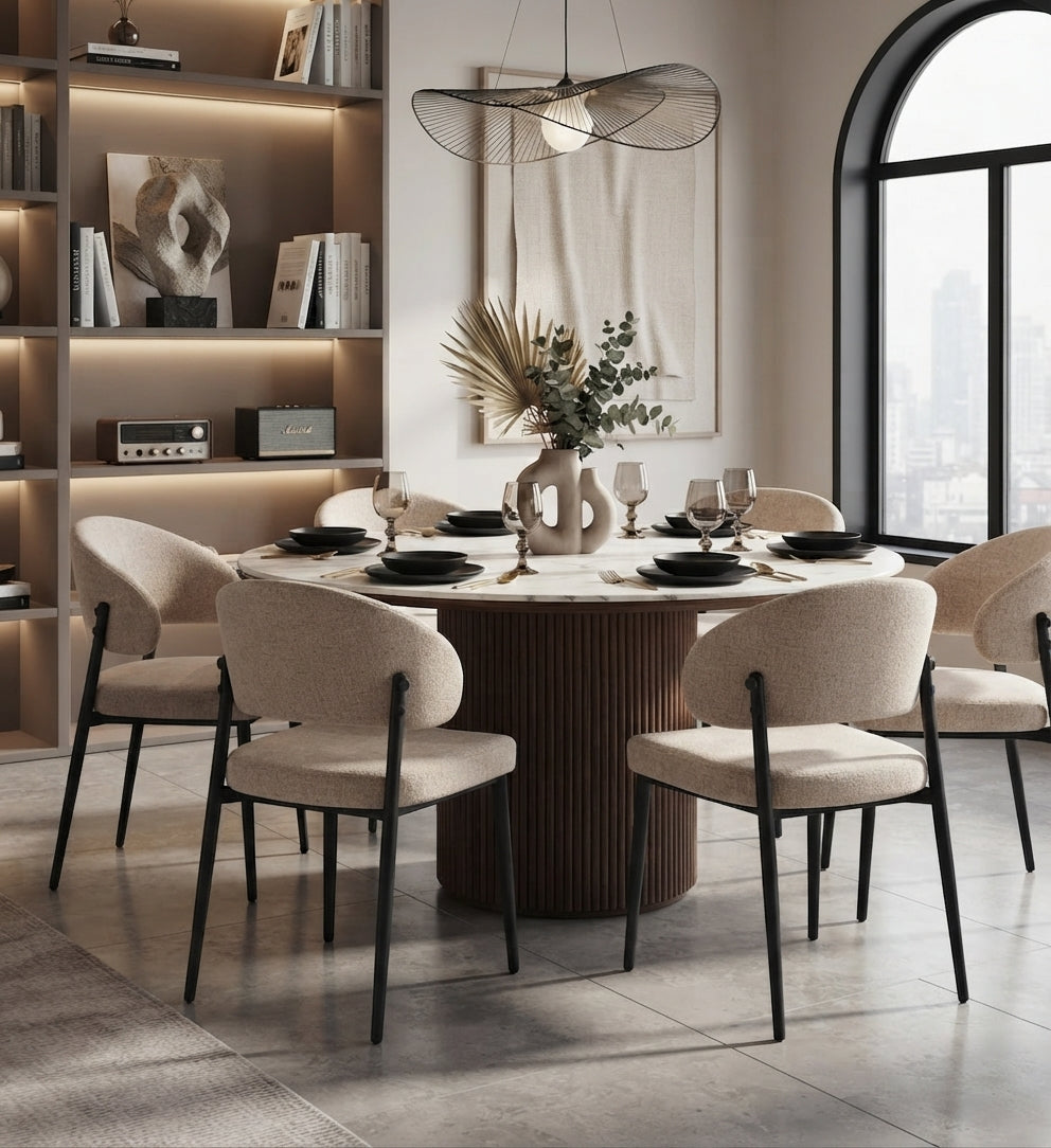 Ashford — Chaise en tissu Marbella marron glacé, piètement métal noir — vue 1