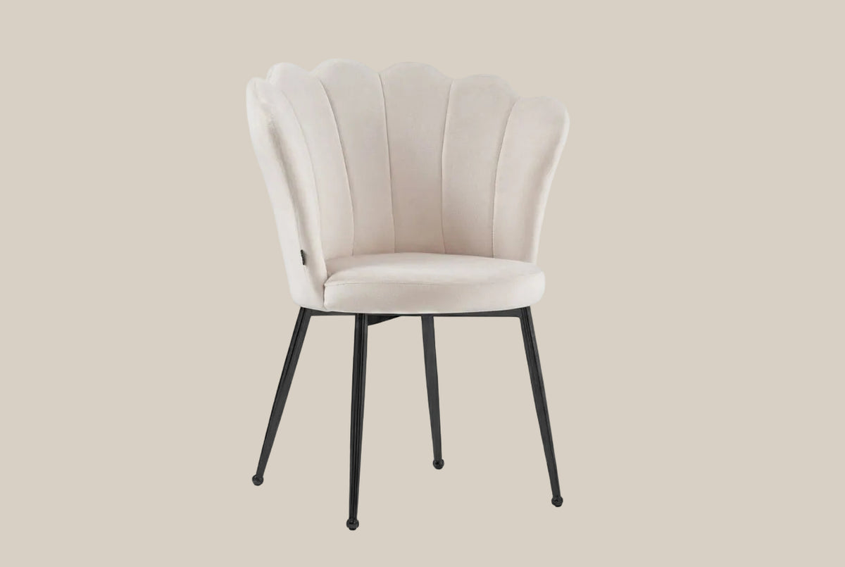 Orwell — Chaise en velours beige, piètement métal noir — vue 2