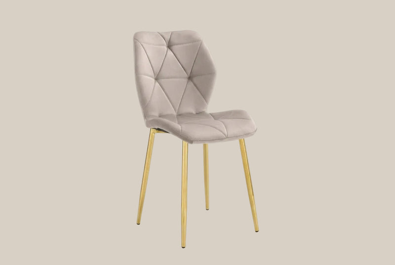 Granby — Chaise en velours taupe, piètement doré