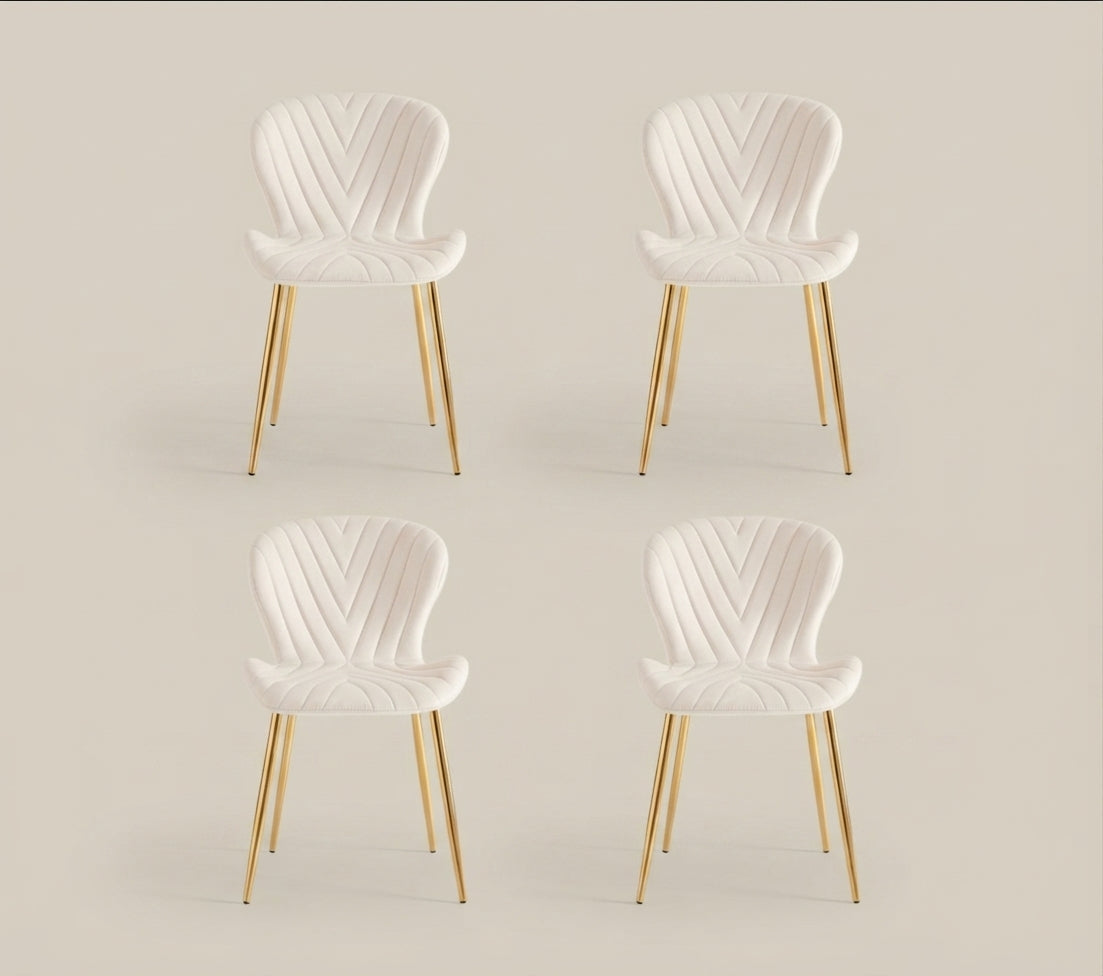 Everly — Chaise en velours beige, piètement doré — vue 6
