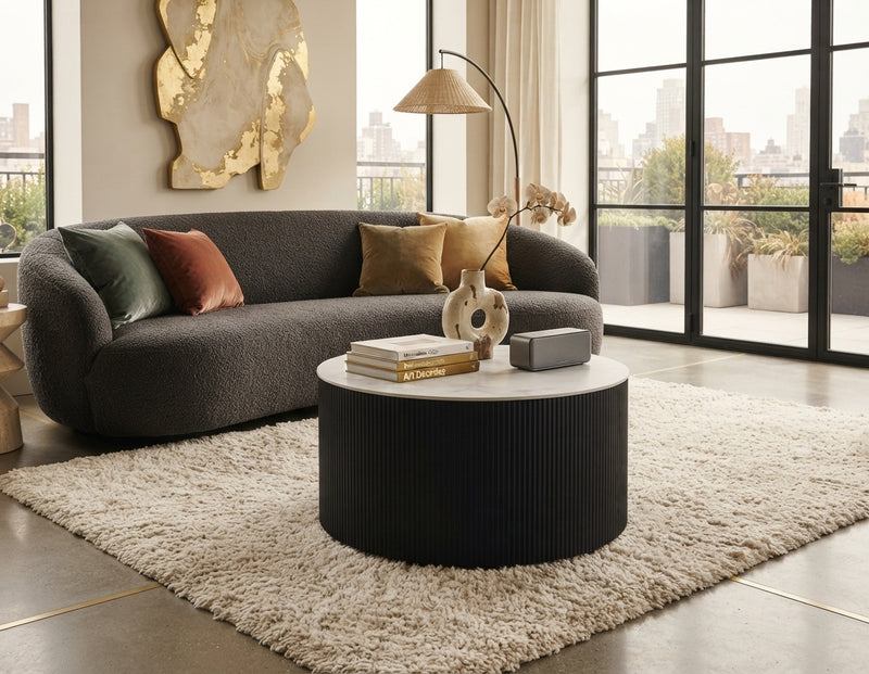 Barclay — Table basse en céramique marbre gris