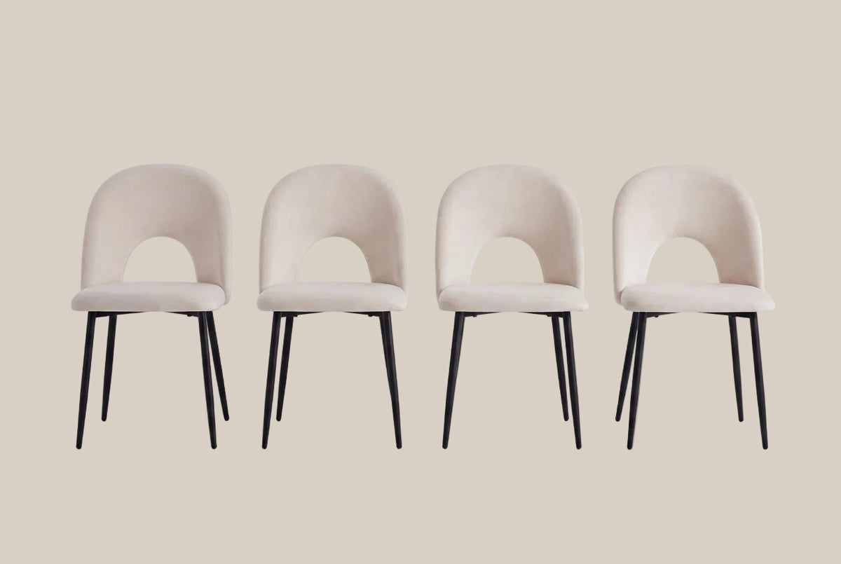 Netherby — Chaise en velours beige, piètement métal noir — vue 4