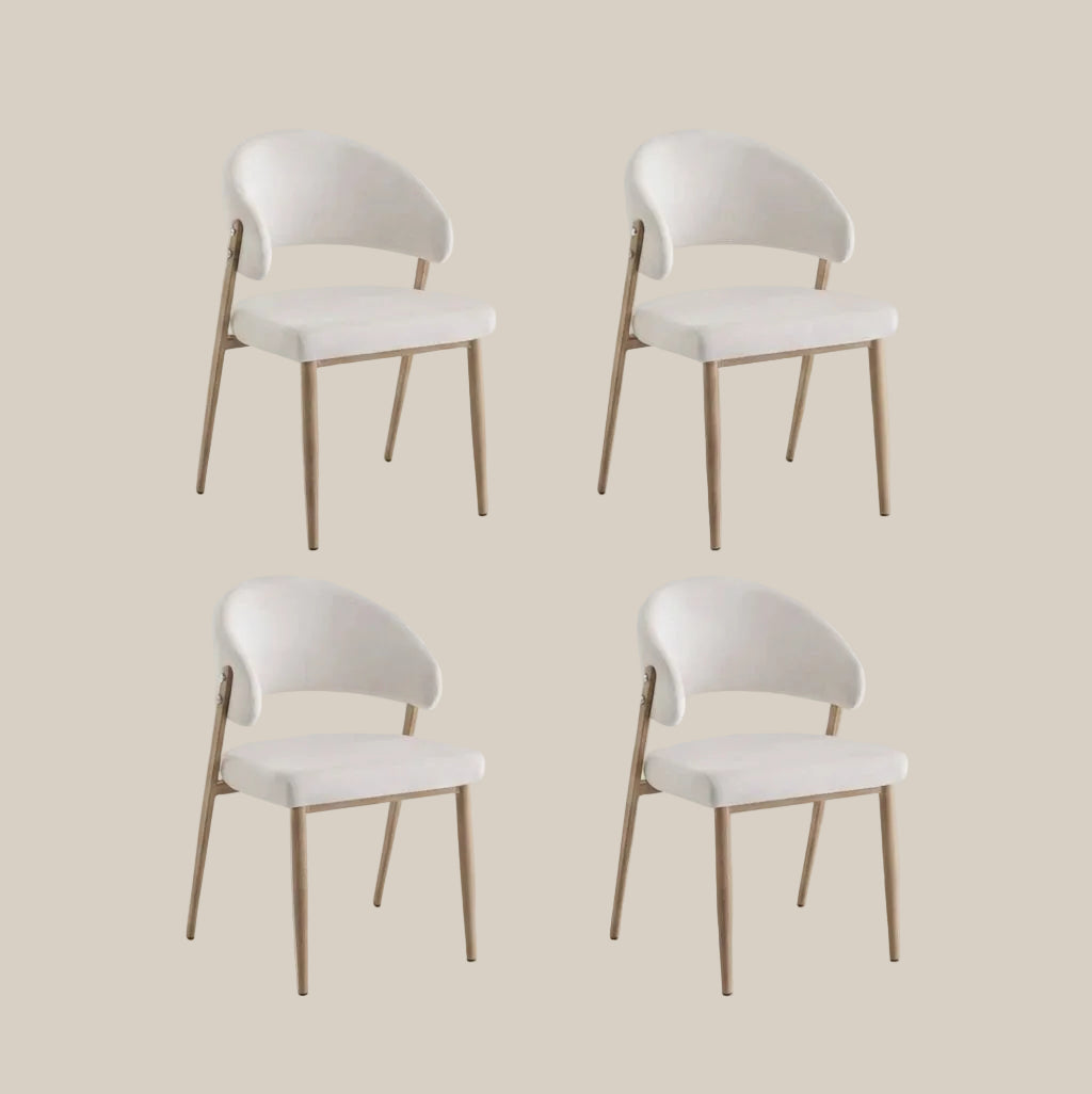 Ashford — Chaise en velours beige, piètement effet bois — vue 4