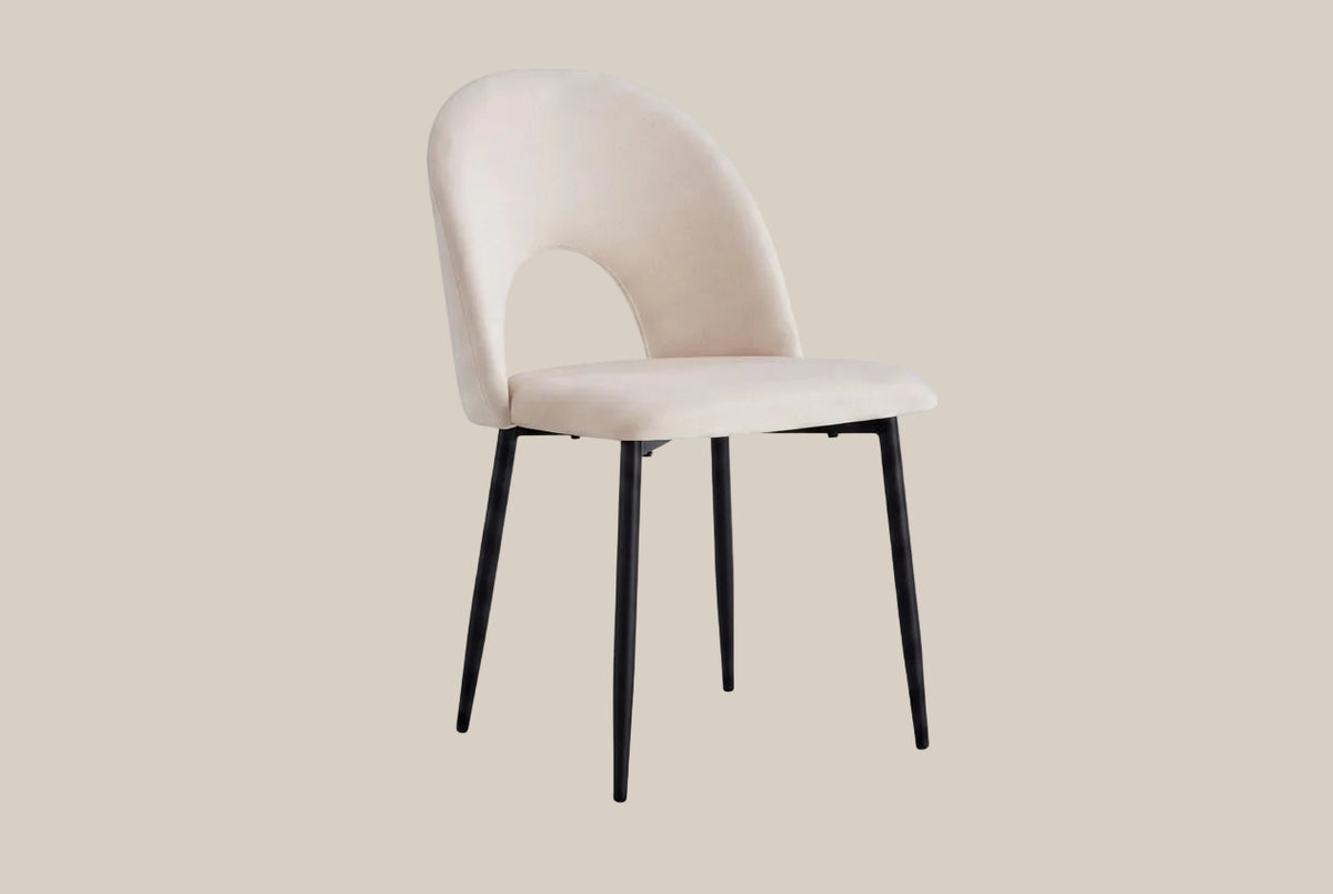 Netherby — Chaise en velours beige, piètement métal noir — vue 2