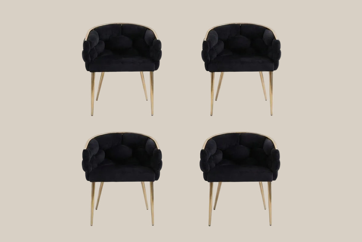 Blythwood — Chaise en velours noir, piètement gold — vue 5