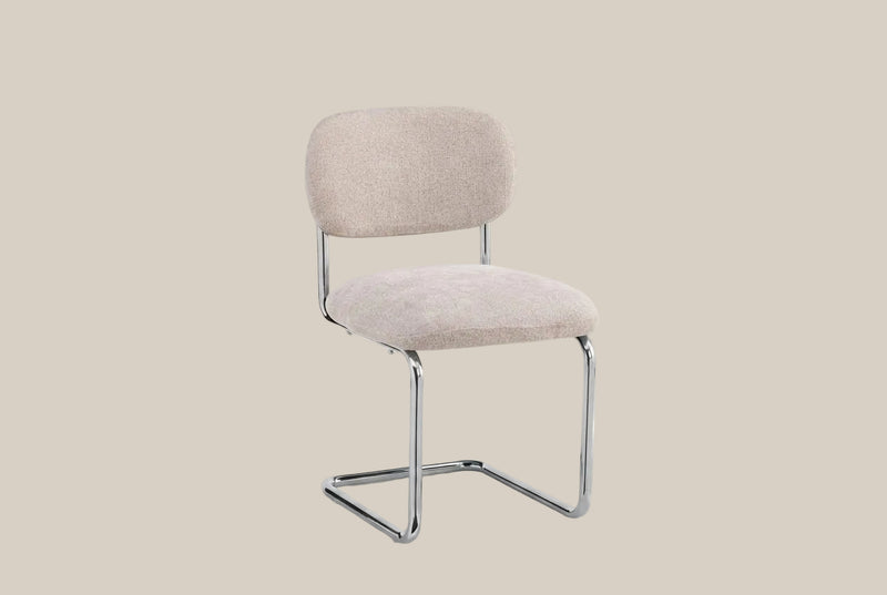 Elmore — Chaise en tissu Marbella marron glacé, piètement chromé