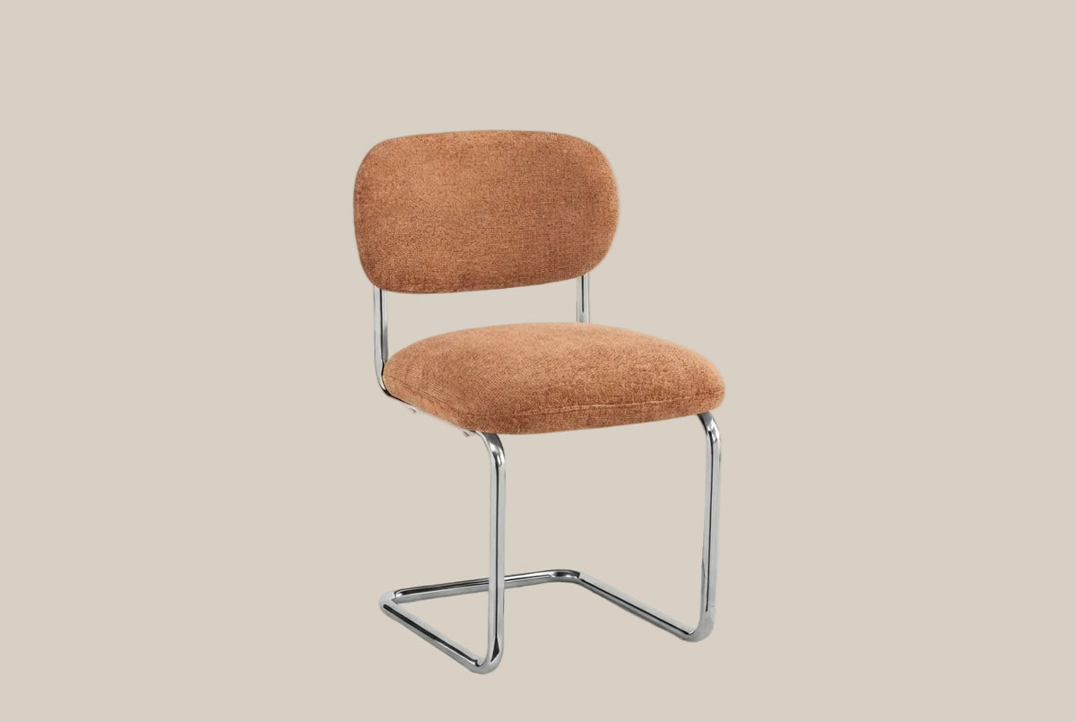 Elmore — Chaise en tissu Marbella terracotta, piètement chromé — vue 2