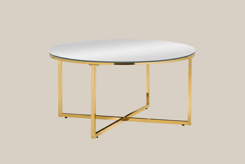Jarvis — Table basse en miroir et doré en situation