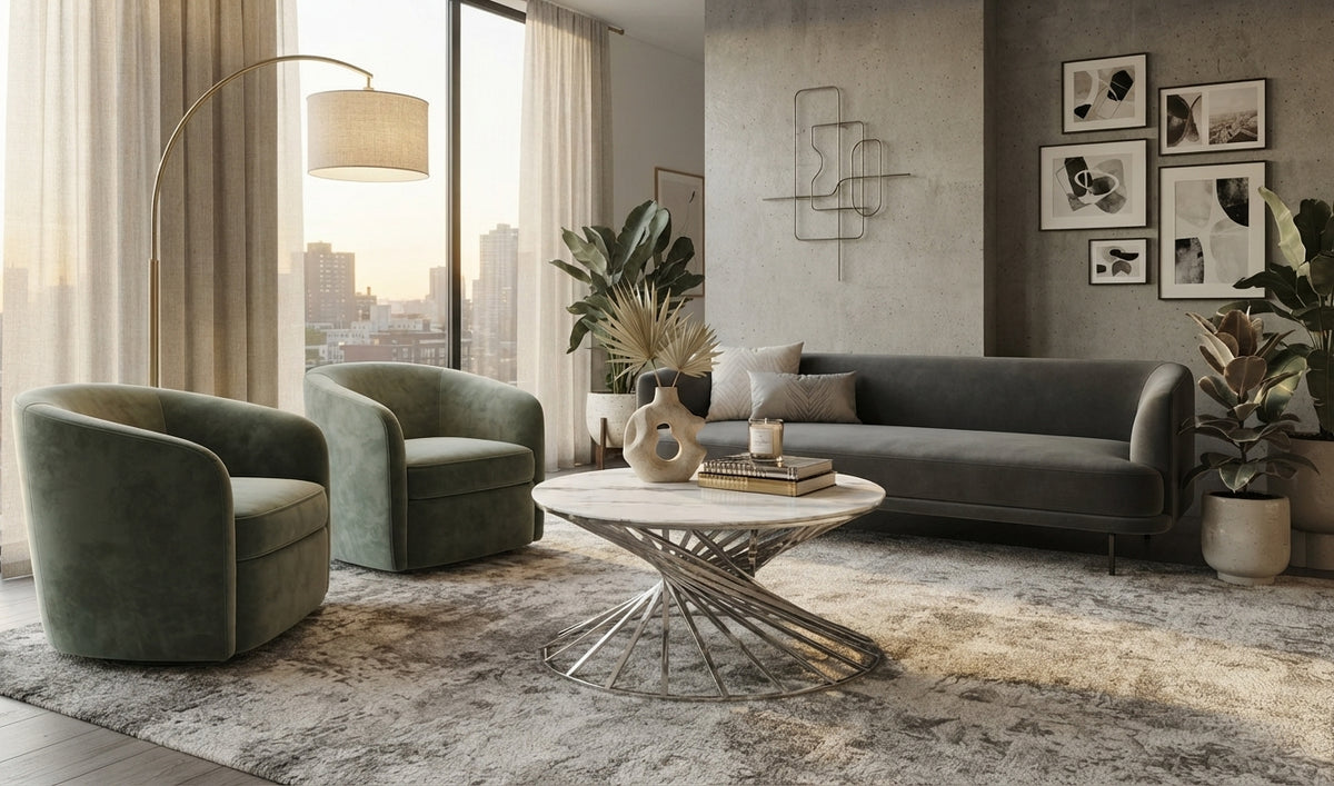 Beckford — Table basse ronde en verre et chrome — vue 2