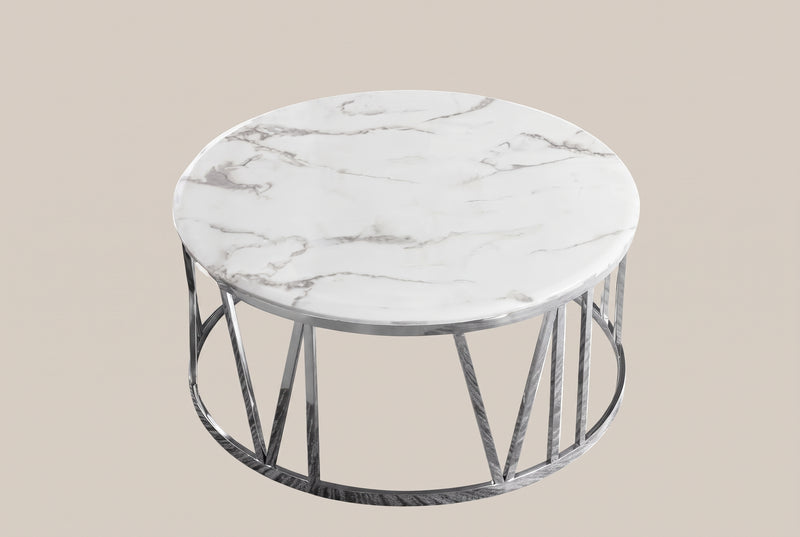Renfrew — Table basse en verre et chrome en situation