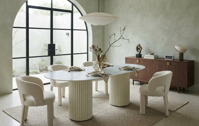 Dorcote — Table à manger en céramique teinte moka