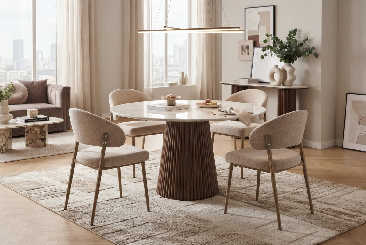 Ashford — Chaise en tissu Marbella marron glacé, piètement effet bois — vue 1