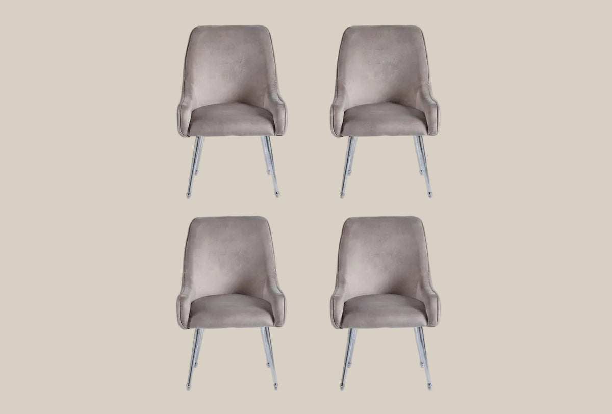 Whitby — Chaise en velours moka, piètement chromé — vue 5