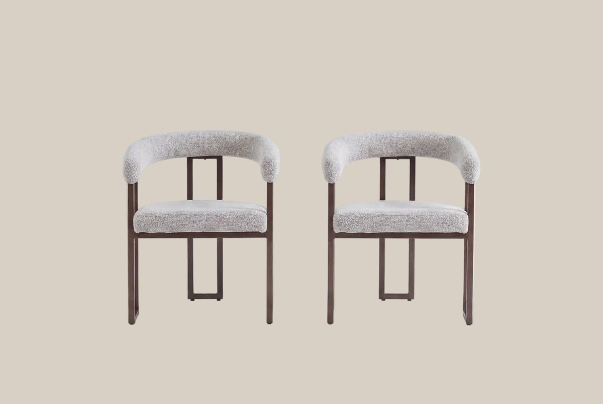 Sherbourne — Chaise en tweed cappuccino, piètement effet noyer — vue 4
