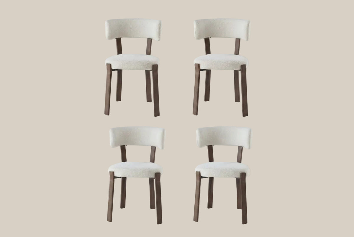 Thornby — Chaise en tissu Marbella beige, piètement effet noyer — vue 5