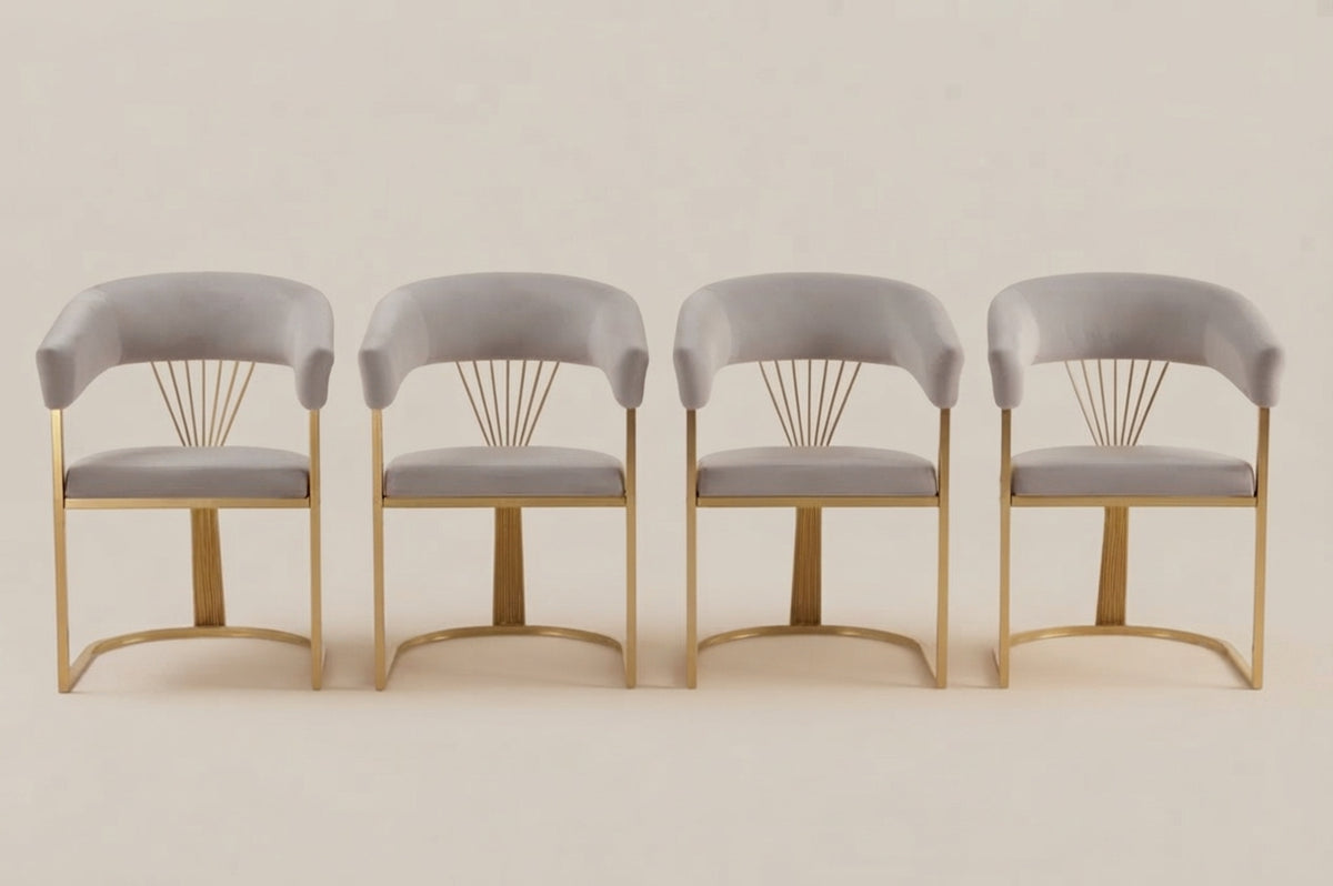 Falmere — Chaise avec accoudoirs en velours moka, piètement gold — vue 5