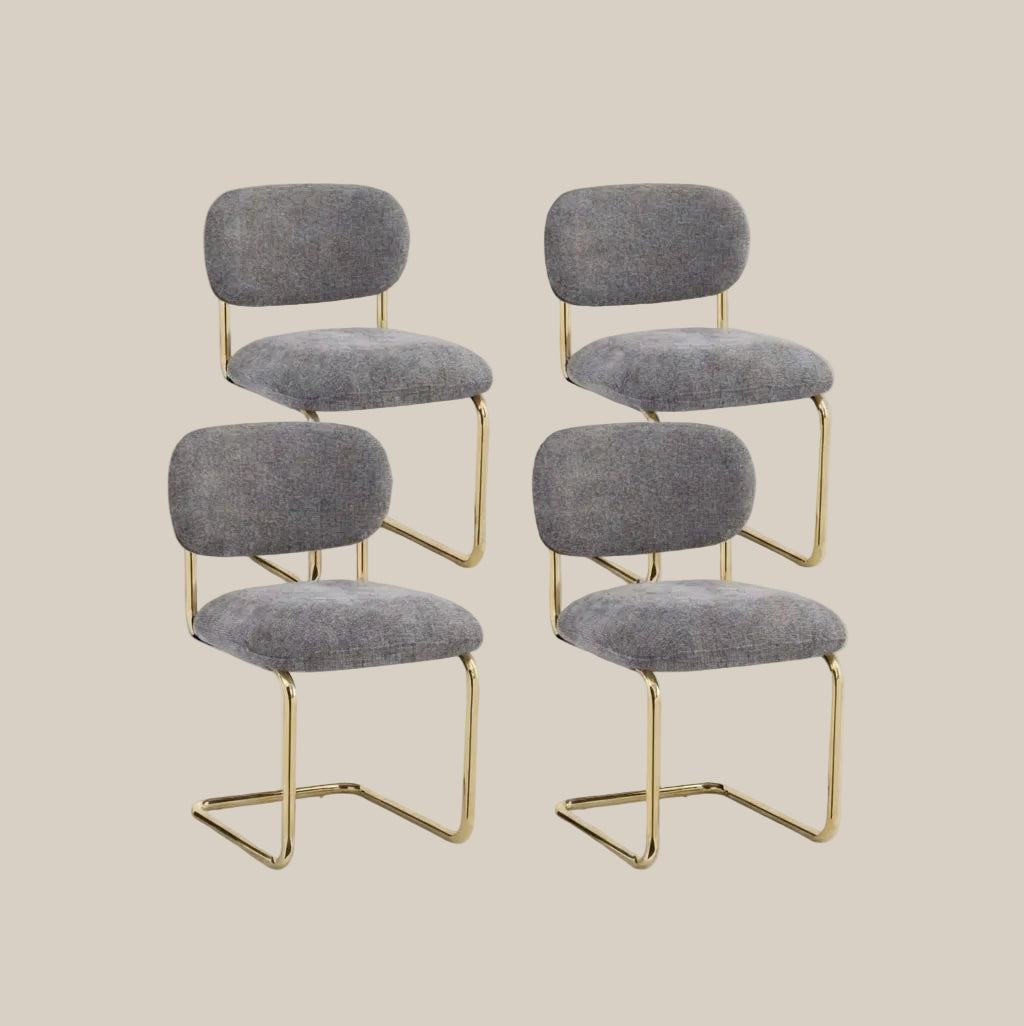 Elmore — Chaise en tissu Marbella anthracite, piètement doré — vue 4