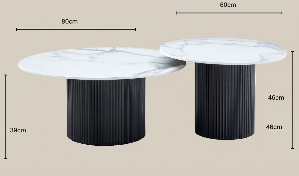 Thurlow — Table basse gigogne en céramique marbre blanc — vue 3