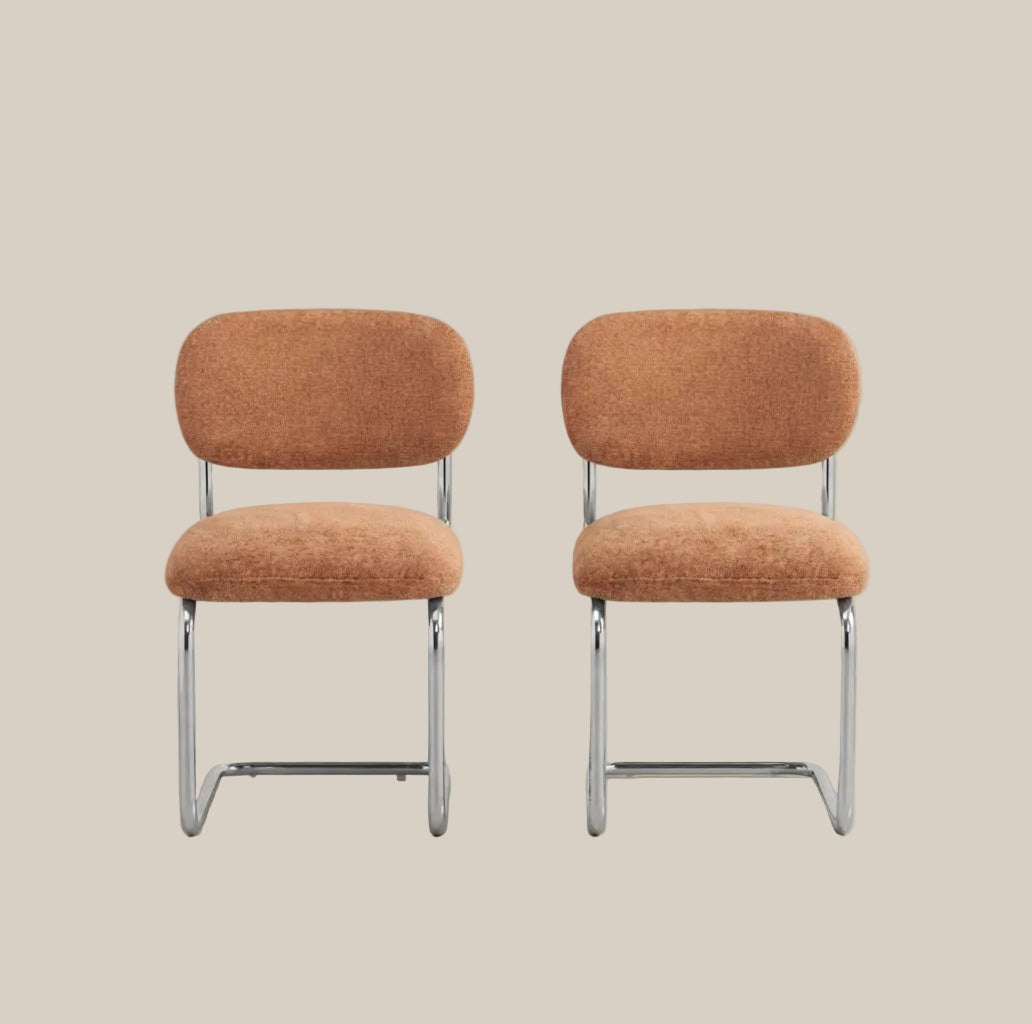 Elmore — Chaise en tissu Marbella terracotta, piètement chromé — vue 4