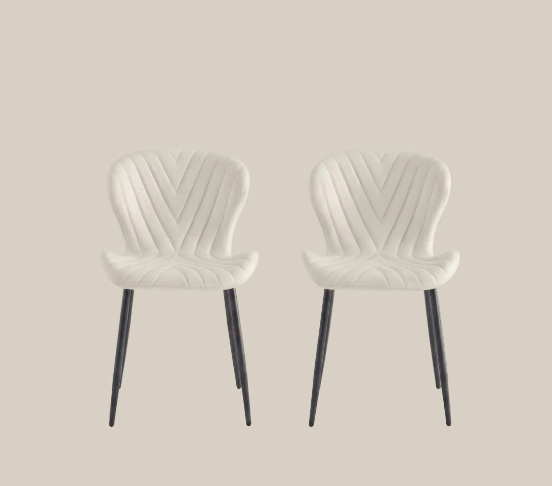 Everly — Chaise en velours beige, piètement métal noir — vue 4