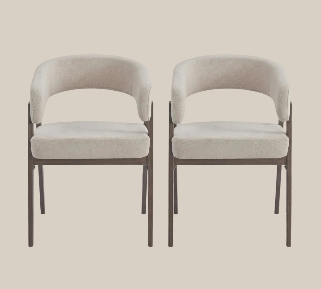 Brimley — Chaise en tissu Grain moka, piètement effet noyer — vue 4