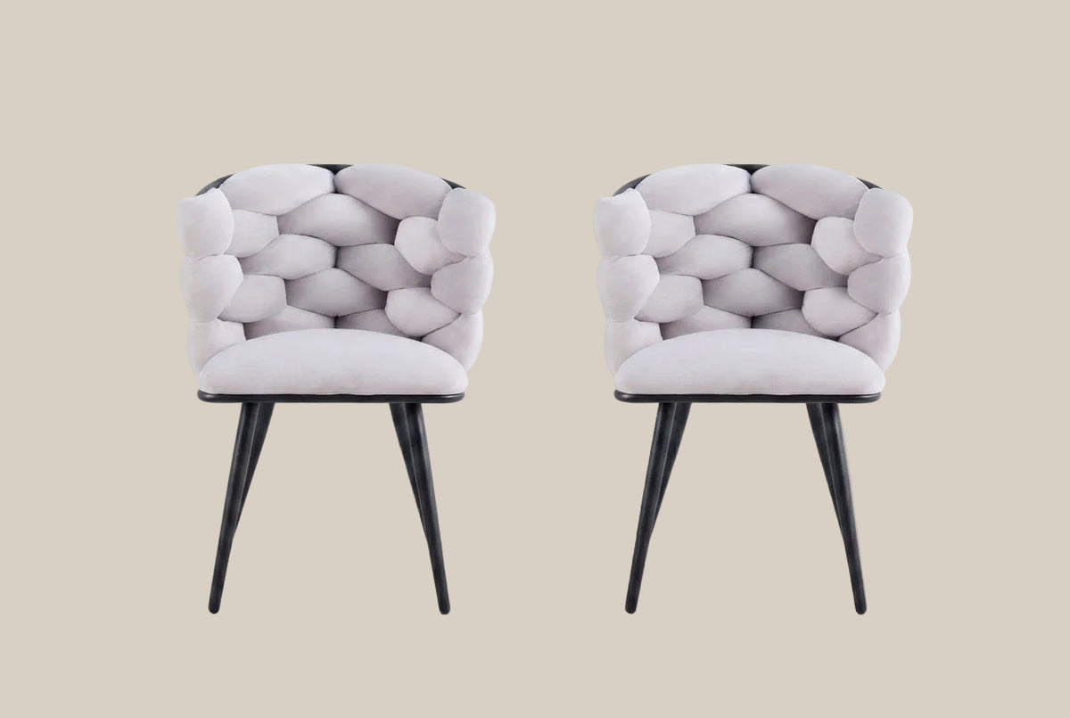 Alder — Chaise en velours gris clair, piètement métal noir — vue 4