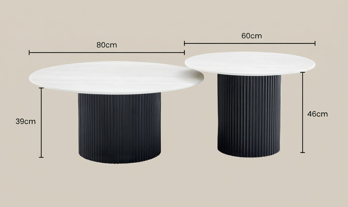 Kentmere — Table basse gigogne en céramique bois blanchi — vue 3