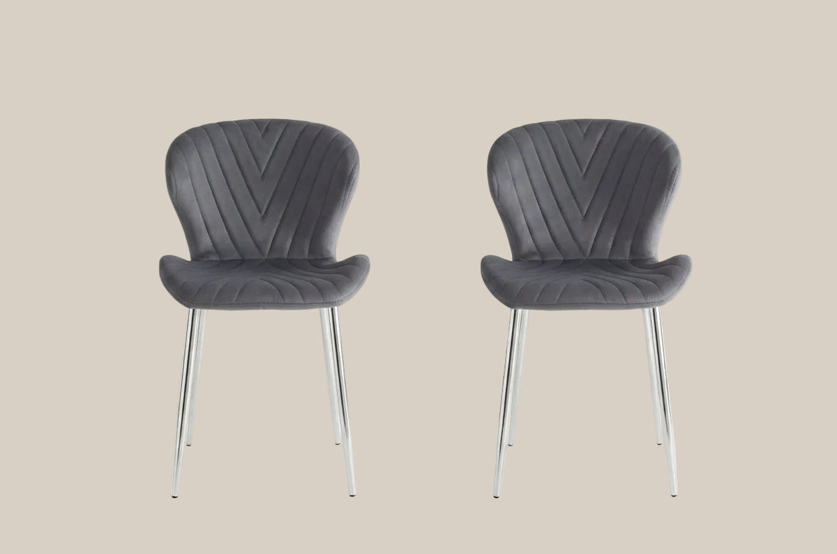 Yarrowby — Chaise en velours anthracite, piètement chrome — vue 4