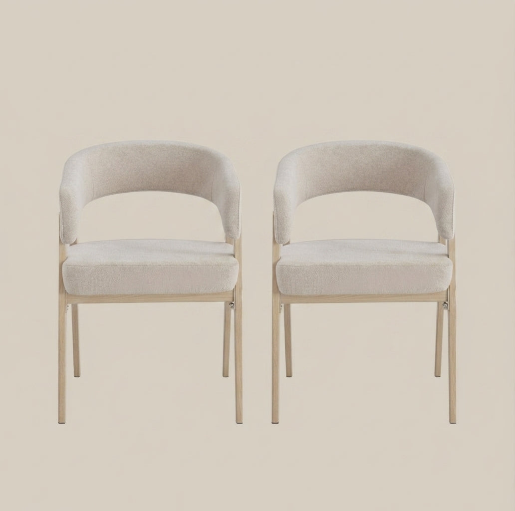 Brimley — Chaise en tissu Grain moka, piètement effet chêne — vue 4