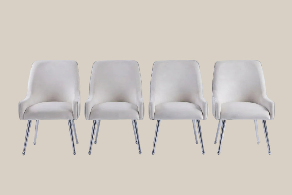 Amberley — Chaise en velours beige, piètement chrome — vue 5