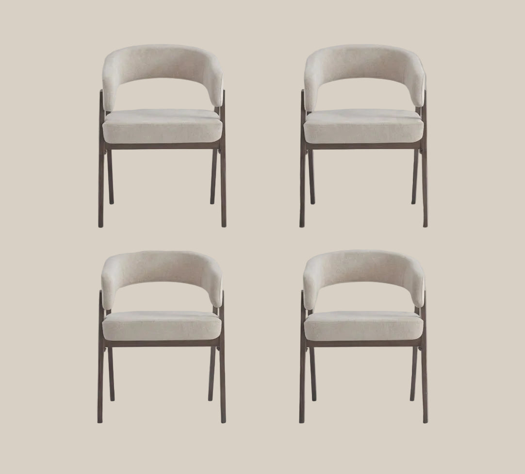Brimley — Chaise en tissu Grain moka, piètement effet noyer — vue 5