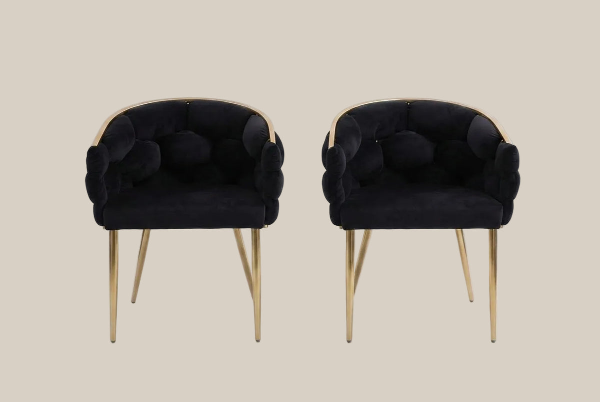 Blythwood — Chaise en velours noir, piètement gold — vue 4