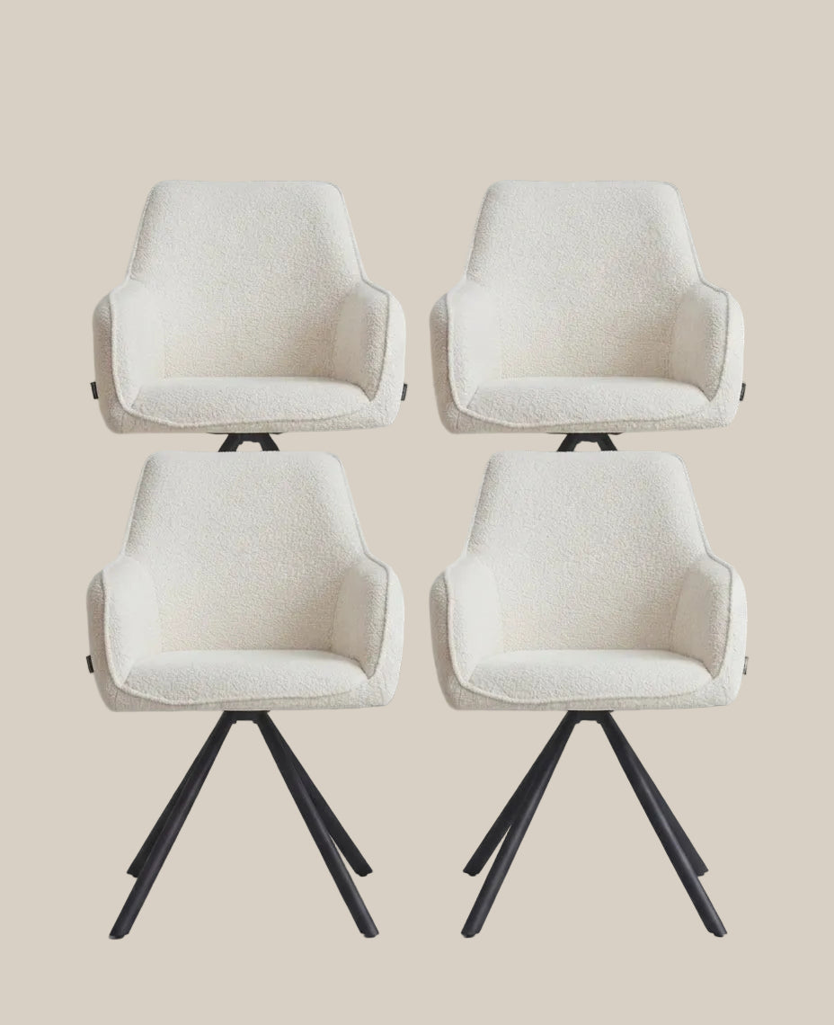 Aldwick — Chaise avec accoudoirs en tissu écru, piètement métal noir — vue 4