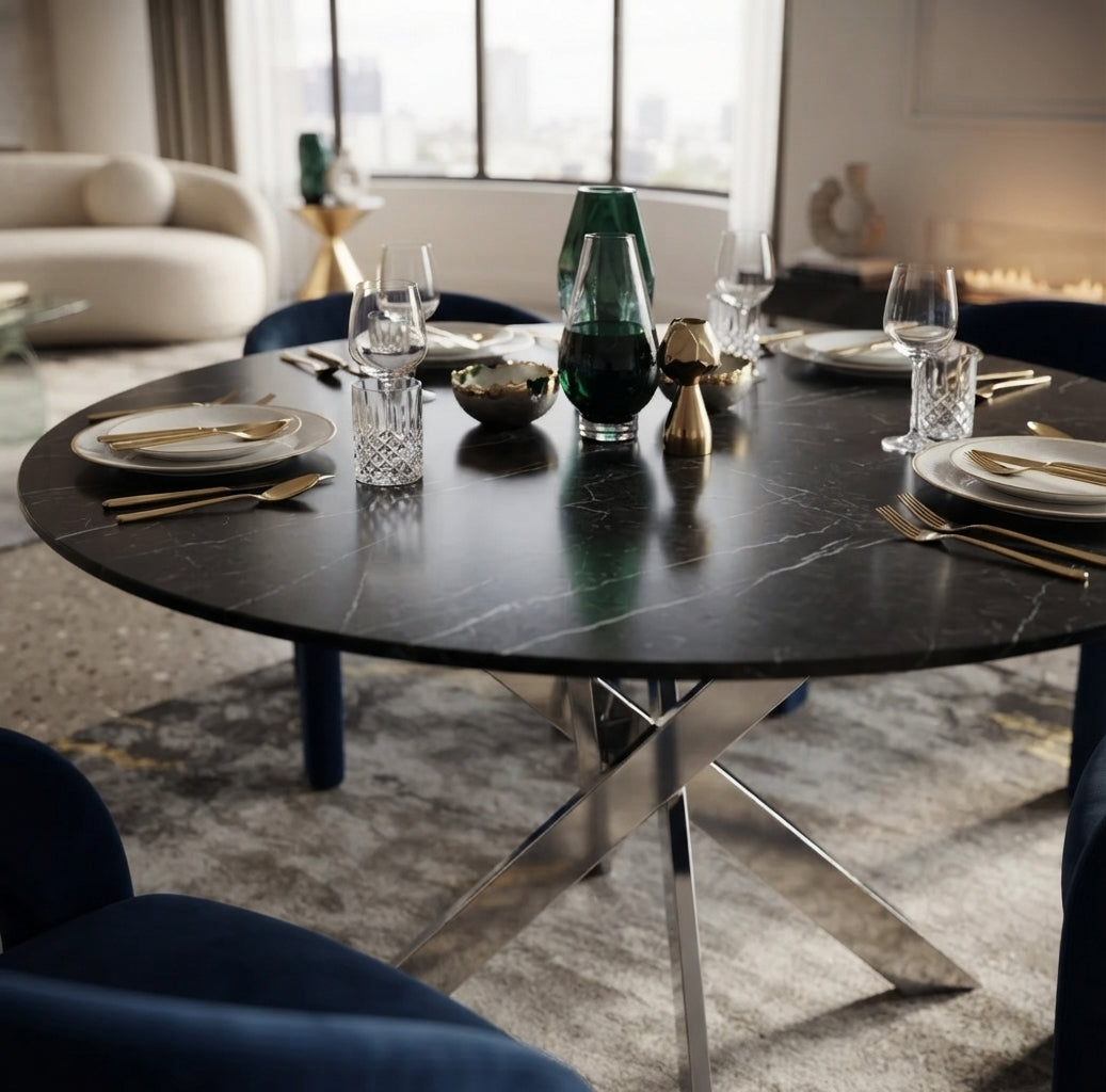 Ashdale — Table à manger ronde en verre — vue 1