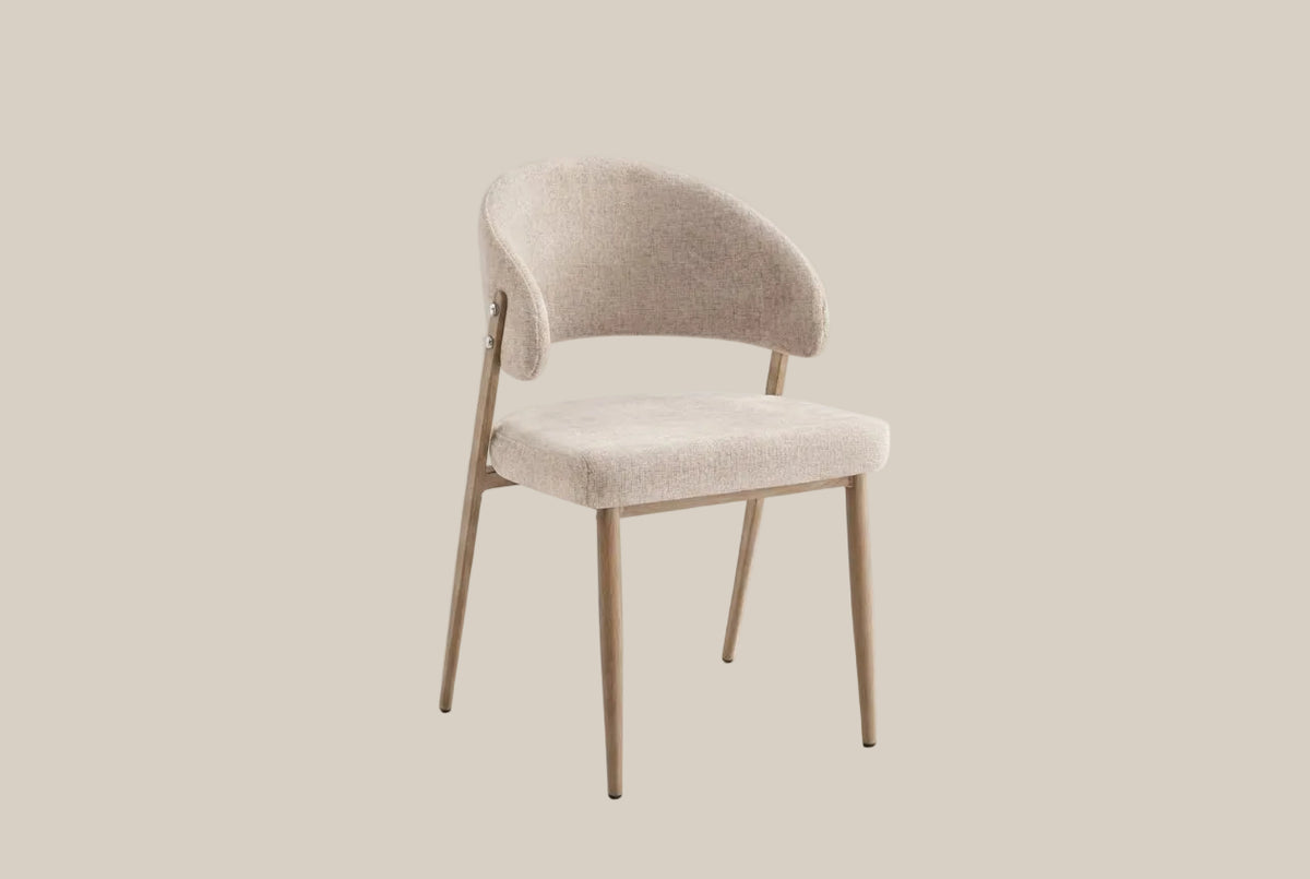 Ashford — Chaise en tissu Marbella marron glacé, piètement effet bois — vue 2
