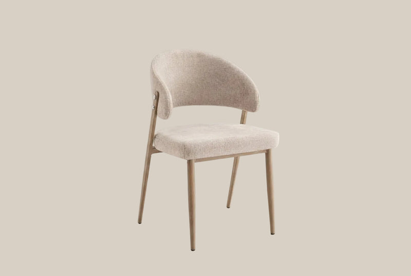 Ashford — Chaise en tissu Marbella marron glacé, piètement effet bois