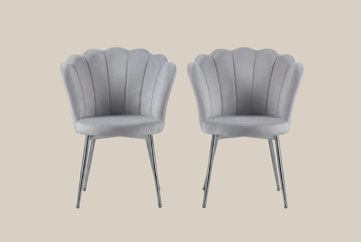 Tavistock — Chaise en velours gris, piètement chromé — vue 3