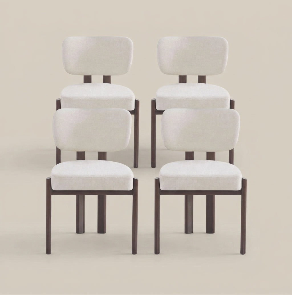 Hadley — Chaise en chenille beige, piètement effet noyer — vue 5